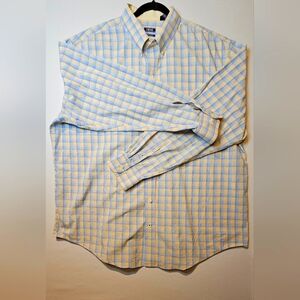 Izod Men's Premium Essentials Button Down shirt Size 2XLT Yellow Plaid